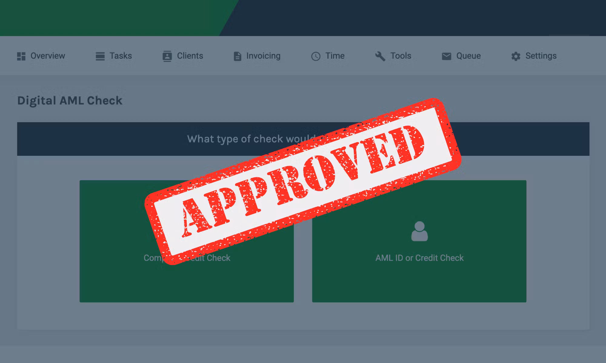 Approved Digital AML Check dashboard