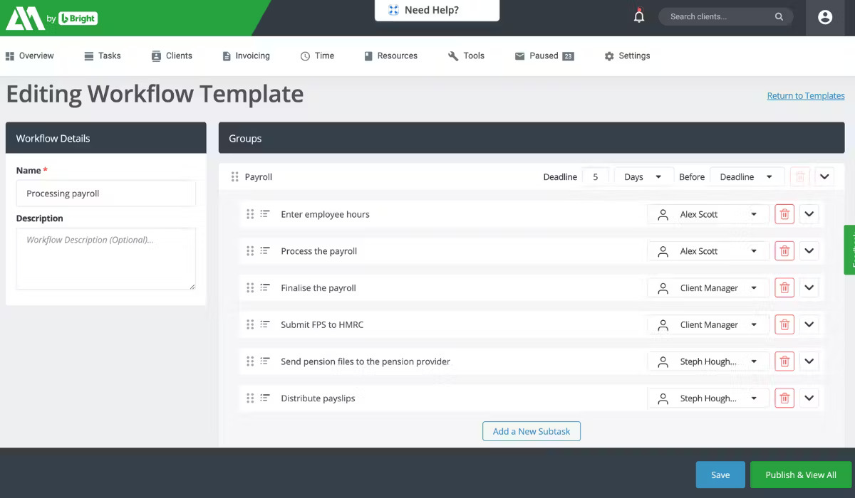 AccountancyManager workflow dashboard