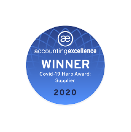 2020 accounting excellence award logo for covid 19 hero supplier Bright Software Group