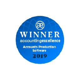 2019 accounting excellence award logo for accounts production software Bright Software Group